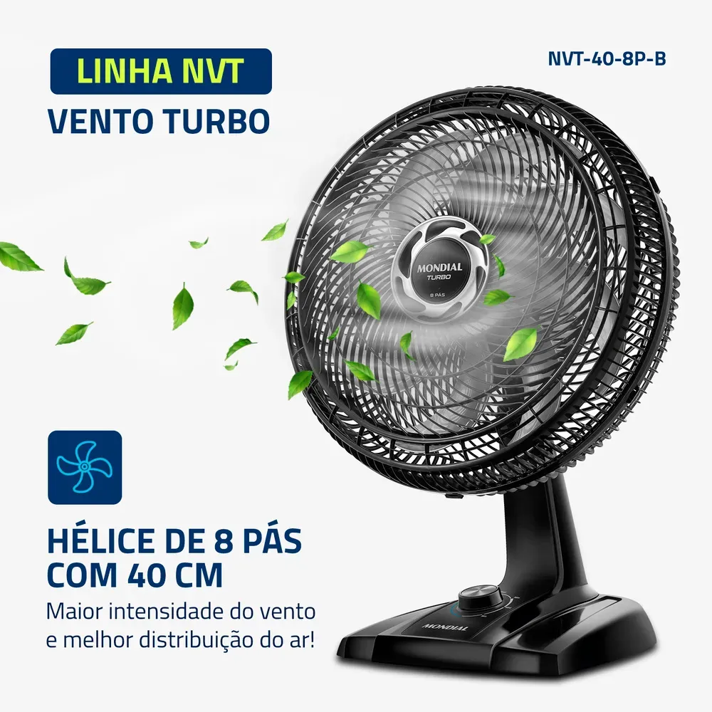 VENTILADOR MONDIAL VT40 TURBO 40CM 127V - Imagem 2